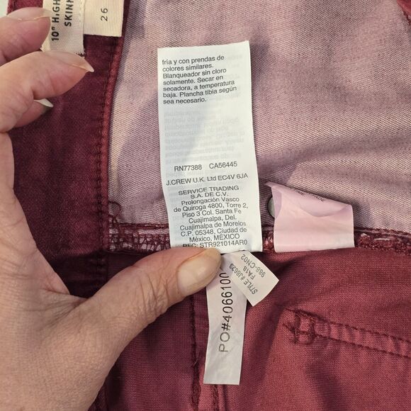 Madewell 10” High Rise Skinny Jeans Womens Red/Burgundy Velvet Size 26 (27 X 27) - Picture 14 of 15